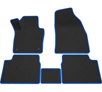 Салонные коврики REZKON 3D EVA Ромб резиновые, черные, для Toyota Corolla 07-13, синий кант 9234015103