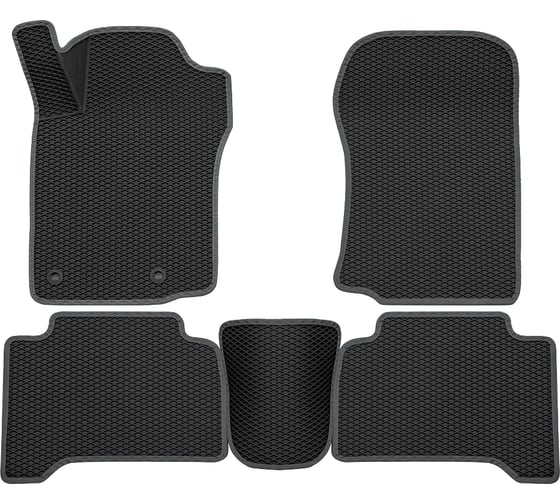 Салонные коврики REZKON 3D EVA Ромб резиновые, черные, для Toyota Land Cruiser Prado 150, 09-17, серый кант 9234030202 1