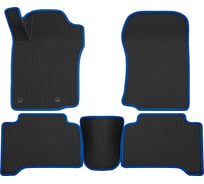 Салонные коврики REZKON 3D EVA Ромб резиновые, черные, для Toyota Land Cruiser Prado 150, 09-17, синий кант 9234030203