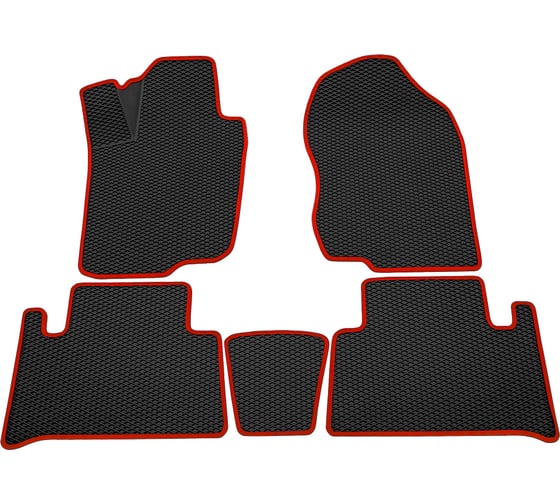 Салонные коврики REZKON 3D EVA Ромб резиновые, черные, для Toyota RAV4 06-13, красный кант 9234035104