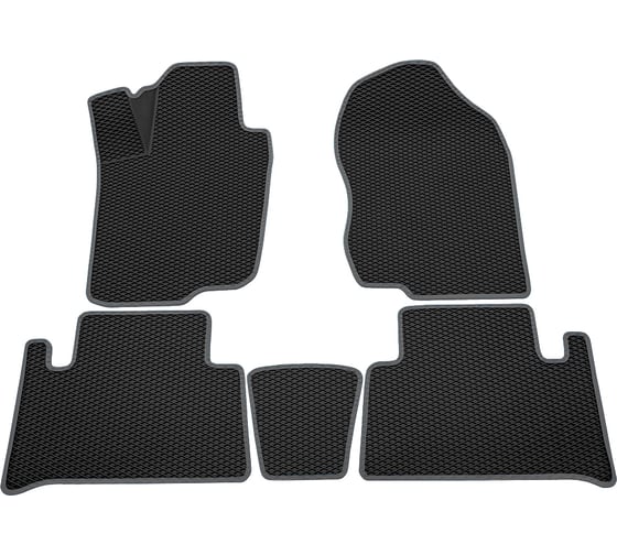 Салонные коврики REZKON 3D EVA Ромб резиновые, черные, для Toyota RAV4 06-13, серый кант 9234035102 1