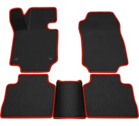 Салонные коврики REZKON 3D EVA Ромб резиновые, черные, для Toyota RAV4 19-Н.В., красный кант 9234035304