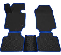 Салонные коврики REZKON 3D EVA Ромб резиновые, черные, для Toyota RAV4 19-Н.В., синий кант 9234035303