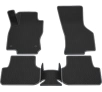 Салонные коврики REZKON 3D EVA Ромб резиновые, черные, для Volkswagen Golf VII 12-20, серый кант 9235005202