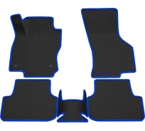 Салонные коврики REZKON 3D EVA Ромб резиновые, черные, для Volkswagen Golf VII 12-20, синий кант 9235005203