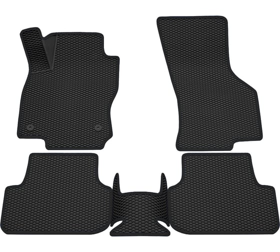 Салонные коврики REZKON 3D EVA Ромб резиновые, черные, для Volkswagen Golf VII 12-20, черный кант 9235005201 1