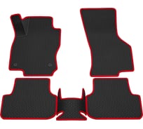 Салонные коврики REZKON 3D EVA Ромб резиновые, черные, для Volkswagen Golf VII 12-20, красный кант 9235005204