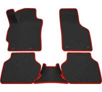 Салонные коврики REZKON 3D EVA Ромб резиновые, черные, для Volkswagen Jetta 11-20, красный кант 9235010204