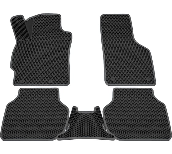 Салонные коврики REZKON 3D EVA Ромб резиновые, черные, для Volkswagen Jetta 11-20, серый кант 9235010202 1