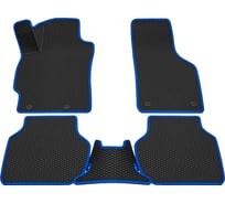 Салонные коврики REZKON 3D EVA Ромб резиновые, черные, для Volkswagen Jetta 11-20, синий кант 9235010203
