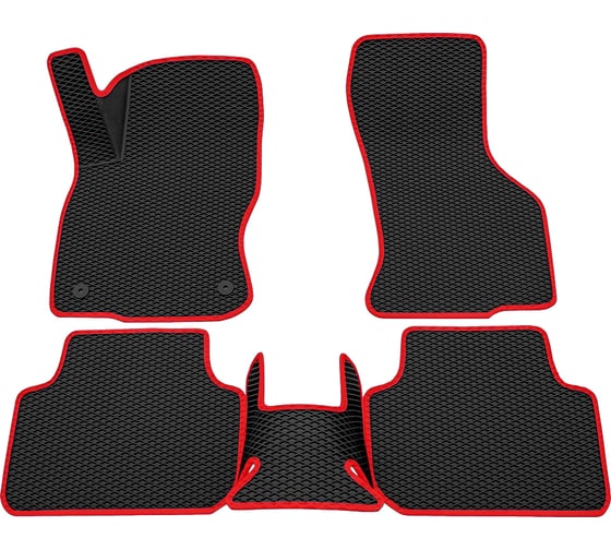 Салонные коврики REZKON 3D EVA Ромб резиновые, черные, для Volkswagen Jetta 20-Н.В., красный кант 9235010304 1