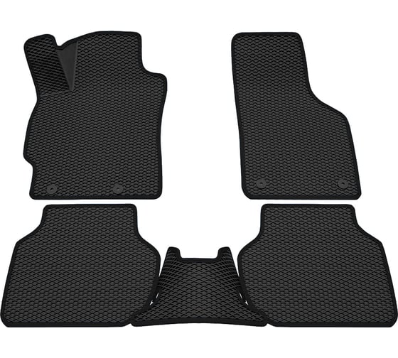 Салонные коврики REZKON 3D EVA Ромб резиновые, черные, для Volkswagen Jetta 11-20, черный кант 9235010201 1