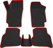Салонные коврики REZKON 3D EVA Ромб резиновые, черные, для Volkswagen Polo 09-20, красный кант 9235020104
