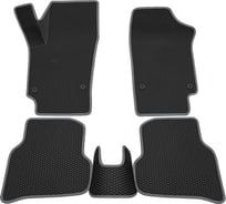 Салонные коврики REZKON 3D EVA Ромб резиновые, черные, для Volkswagen Polo 09-20, серый кант 9235020102