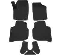 Салонные коврики REZKON 3D EVA Ромб резиновые, черные, для Volkswagen Polo 20-Н.В., серый кант 9235020202