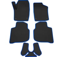 Салонные коврики REZKON 3D EVA Ромб резиновые, черные, для Volkswagen Polo 20-Н.В., синий кант 9235020203