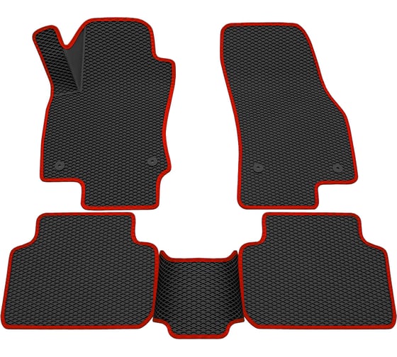 Салонные коврики REZKON 3D EVA Ромб резиновые, черные, для Volkswagen Tiguan 17-Н.В., красный кант 9235025204 1