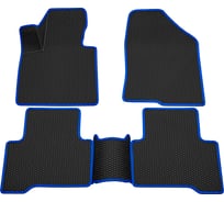 Салонные коврики REZKON 3D EVA Ромб резиновые, черные, для Hyundai Santa Fe III 13-18, синий кант 9220045403