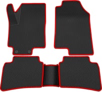 Салонные коврики REZKON 3D EVA Ромб резиновые, черные, для Hyundai Solaris 17-Н.В., красный кант 9220050204