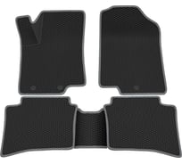 Салонные коврики REZKON 3D EVA Ромб резиновые, черные, для Kia Rio 11-17, серый кант 9221020202