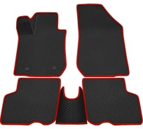 Салонные коврики REZKON 3D EVA Ромб резиновые, черные, для LADA Largus 21-Н.В. 5-ти местный, красный кант 9239020204