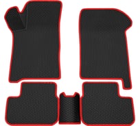 Салонные коврики REZKON 3D EVA Ромб резиновые, черные, для LADA Samara 2108-2109-2113-2114-2115, красный кант 9239010104