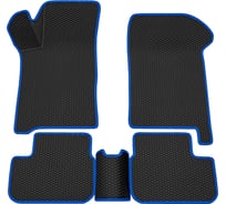 Салонные коврики REZKON 3D EVA Ромб резиновые, черные, для LADA Samara 2108-2109-2113-2114-2115, синий кант 9239010103