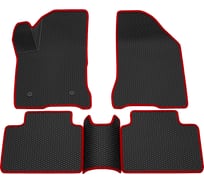 Салонные коврики REZKON 3D EVA Ромб резиновые, черные, для LADA Vesta 15-Н.В., красный кант 9239045104