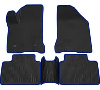 Салонные коврики REZKON 3D EVA Ромб резиновые, черные, для LADA Vesta 15-Н.В., синий кант 9239045103