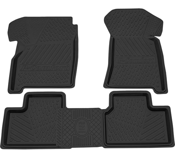 Салонный резиновый коврик REZKON для LADA Priora 2170-2171-2172 Comfort черный 1039025300 1