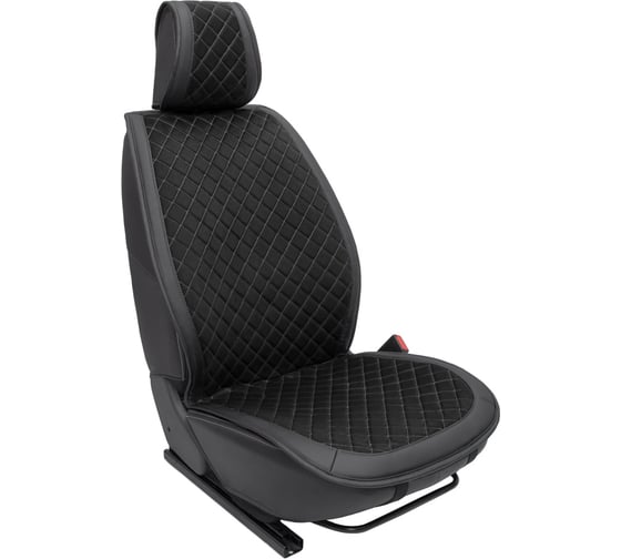 Универсальная накидка REZKON алькантара, с боковой защитой, черный, серый ромб, передний ряд сидений 8103251120 1