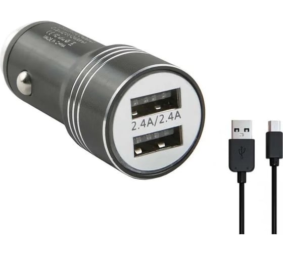 Автомобильное зарядное устройство Red Line Tech 2 USB AC-5A, 2.4А черный + кабель USB - microUSB УТ000028596 1