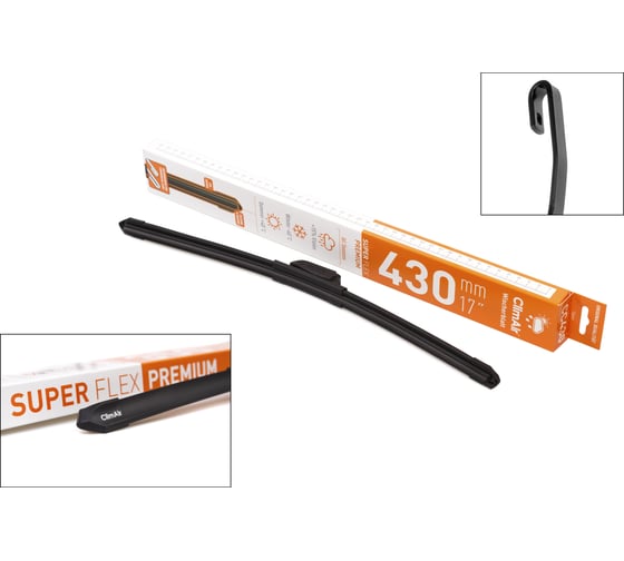 Щетка стеклоочистителя всесезонная бескаркасная SUPER FLEX PREMIUM 17"/430 мм Climair CC430