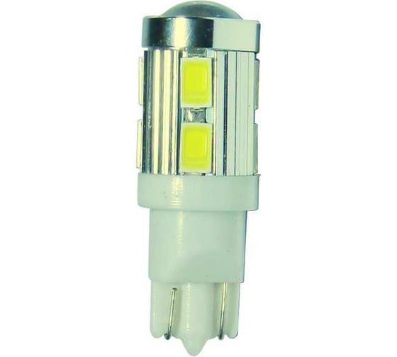 Автолампа Megapower T10W W2,1x9,5d 10 SMD 5630 WHITE 6000K 600лм 12V M-10815W