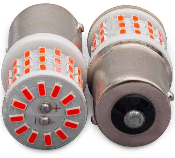Светодиодная автолампа JR AUTOGIFT P21W 1156-3014-57 SMD-Ceramic RED, 12-30V, 2 шт. 3LS0082