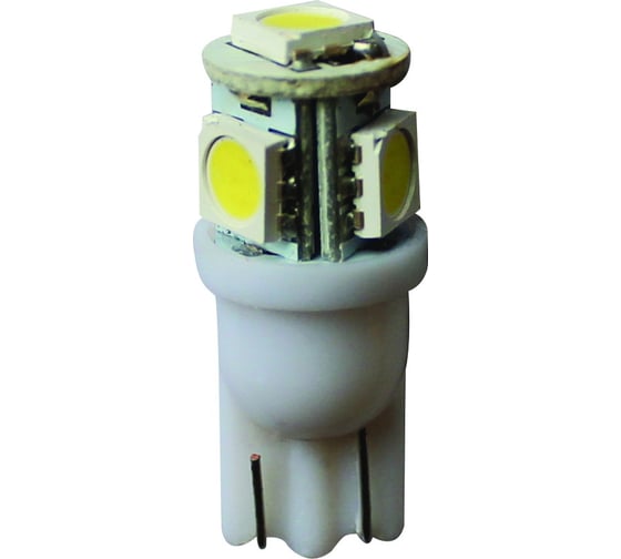 Автолампа Megapower T10W W2,1x9,5d 5 SMD 5050 WHITE 6000K 100лм 12V M-10714W 1