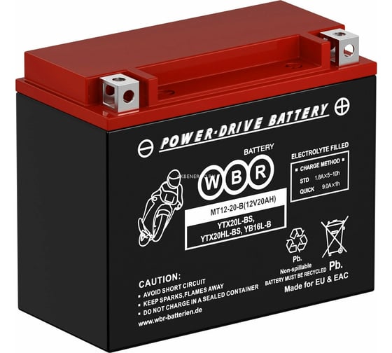 Мото аккумулятор WBR MT12-20-B MF УТ-00002706