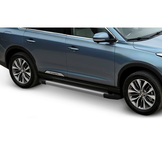 Пороги на автомобиль Rival Silver для GAC GS8 I 2019-н.в., 180 см, 2 шт., алюминий F180AL.9201.1