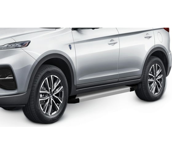 Пороги на автомобиль Rival Silver для JAC S7 Джак С7 2020-н.в., 180 см, 2 шт. F180AL.9202.1