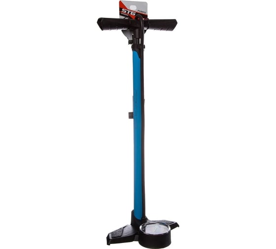 Напольный насос STG модель GF2530 FYI с манометром 3" presta/schrader, голубой алюминиевый Х88757