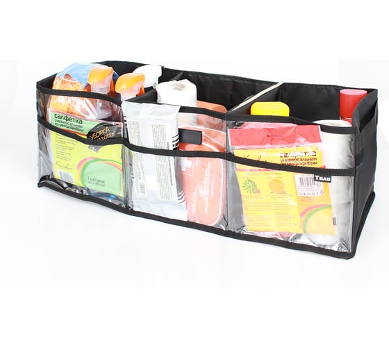 Складной органайзер в багажник Tplus Standart Glass M3 оксфорд 210, чёрный T017094