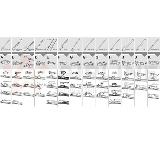 Щетки стеклоочистителя бескаркасные 600/410 мм, 24"/16" для а/м LADA ВАЗ Granta (12-), Kalina (07-), Hyundai Solaris (17-), Kia Rio AWB-BK-600-400K