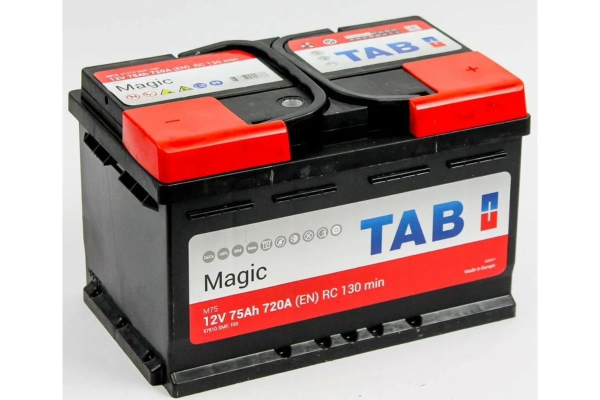 Аккумуляторная батарея TAB Magic 6СТ-75.0 низкий 189072 - выгодная цена ...
