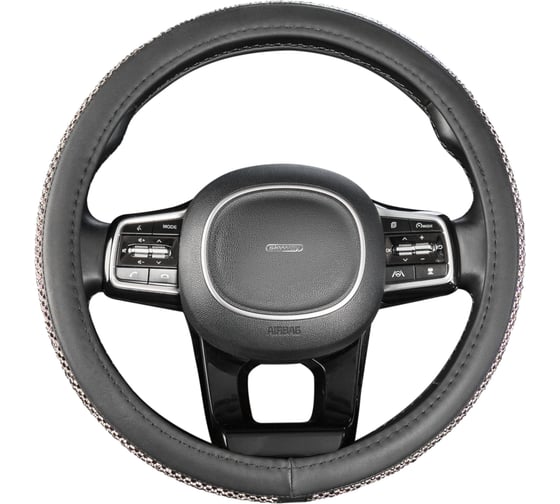 Оплетка SKYWAY Crystal-1 M черная экокожа/фиолетовые стразы S01102485 1