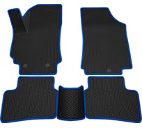 Салонные коврики REZKON 3D EVA Ромб резиновые, черные, для Mazda 6 08-12, синий кант 9223015103