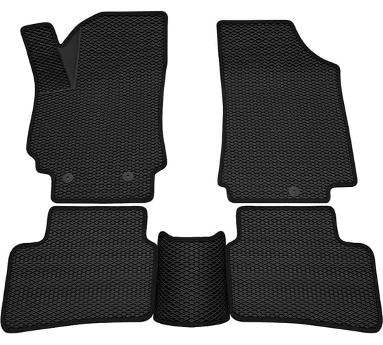 Салонные коврики REZKON 3D EVA Ромб резиновые, черные, для Nissan Almera Classiс 06-12, черный кант 9225005101