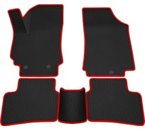 Салонные коврики REZKON 3D EVA Ромб резиновые, черные, для Nissan X-Trail 15-Н.В., красный кант 9225035204