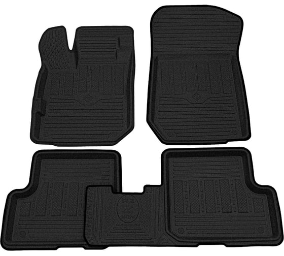 Салонные коврики REZKON 3D Evaplast ворсовые, черные, для Renault Sandero 18-Н.В. 4529025400 1