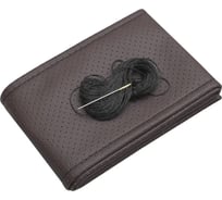 Оплетка для руля REZKON прошивная XL экокожа перфорированная коричневая черная нитка 8001026031