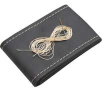 Оплетка для руля REZKON прошивная М экокожа гладкая черный бежевая нитка 8001011015